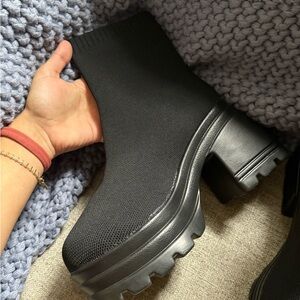 Black Chunky Heel Ankle Boots